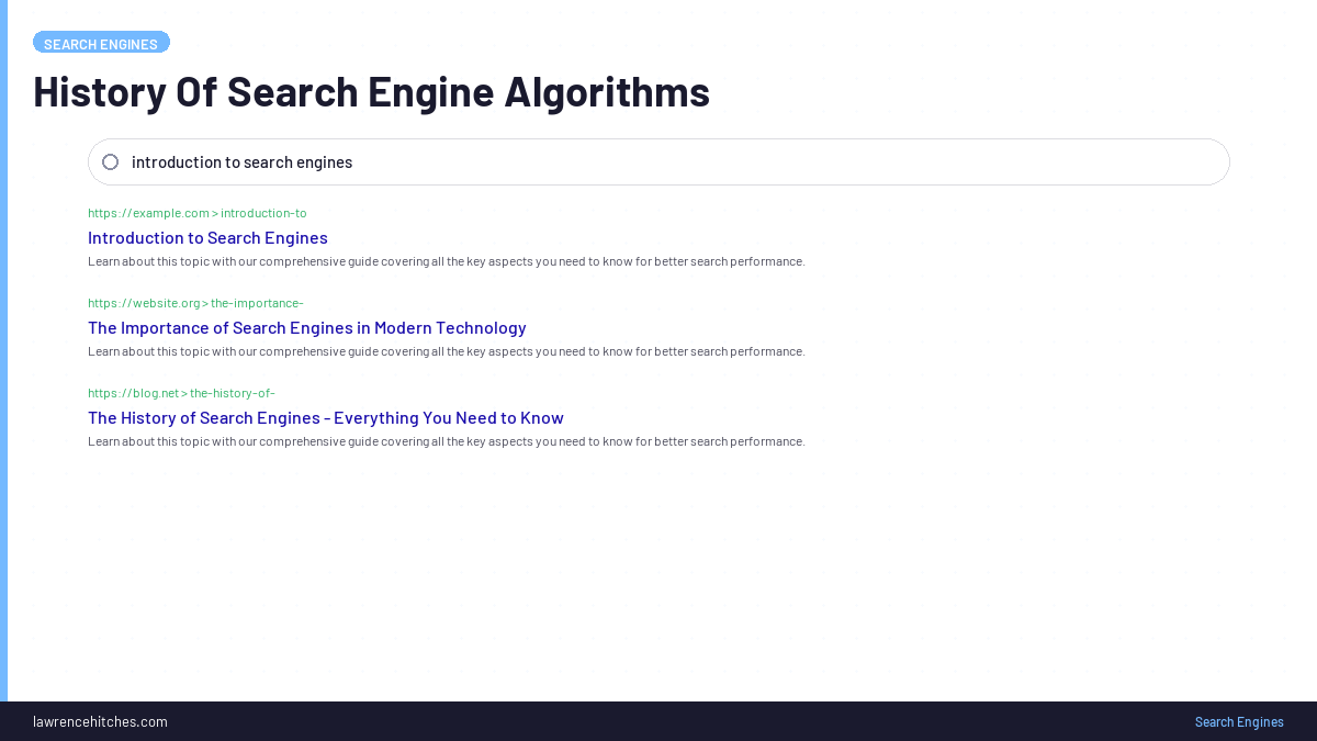History Of Search Engine Algorithms